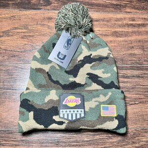 NBA Los Angeles Lakers Salute To Service Beanie Hat Camouflage Green One Size